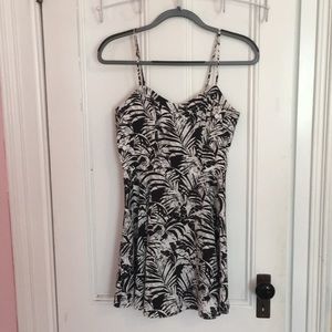 American Eagle sun dress with palm leaf pattern